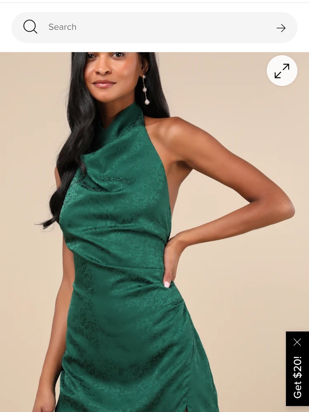 Lulu's Emerald Green Backless Halter Dress